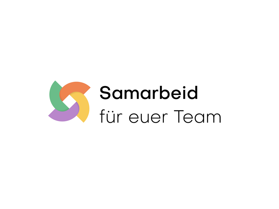 "samarbeid für euer Team" schwarz auf weißem Grund, links davon das samarbeid Logo