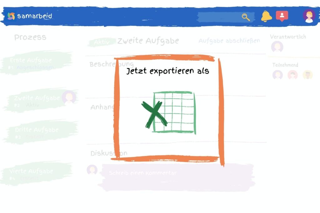 samarbeid Funktion Export in Tabellenkalkulation wie Excel